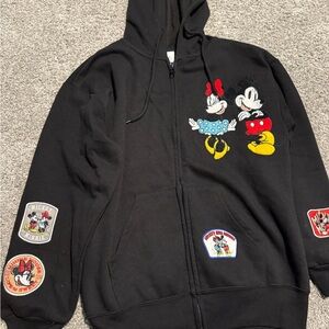 Disney Black Hoodie with Mickey and Minnie Patches size xs